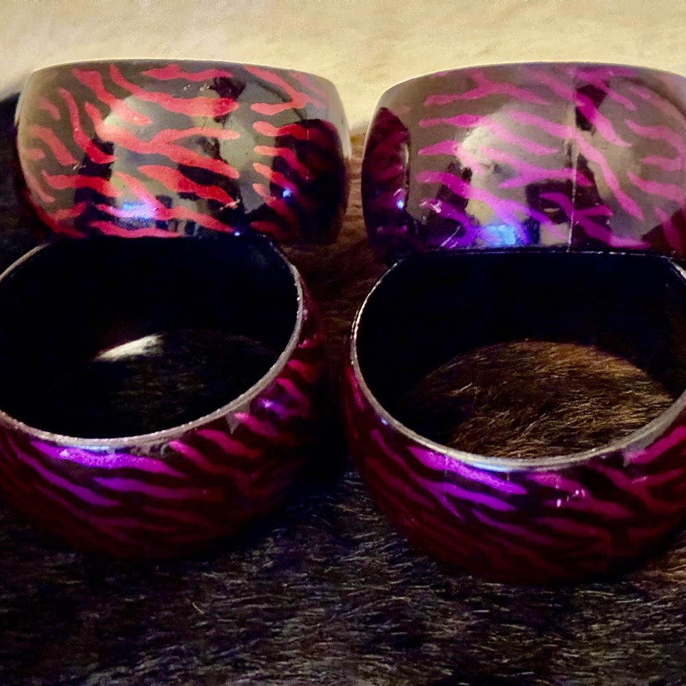 Lucite Safari Design Bracelets Design Red Purple & Burgundy Bengal Tiger Design